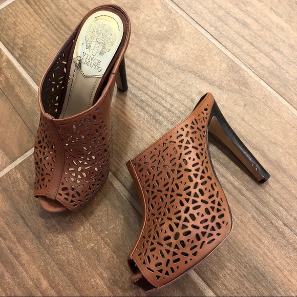Vince Camuto Jaso Cutout Mule Heels Saddle Brown 4 - Picture 5 of 8